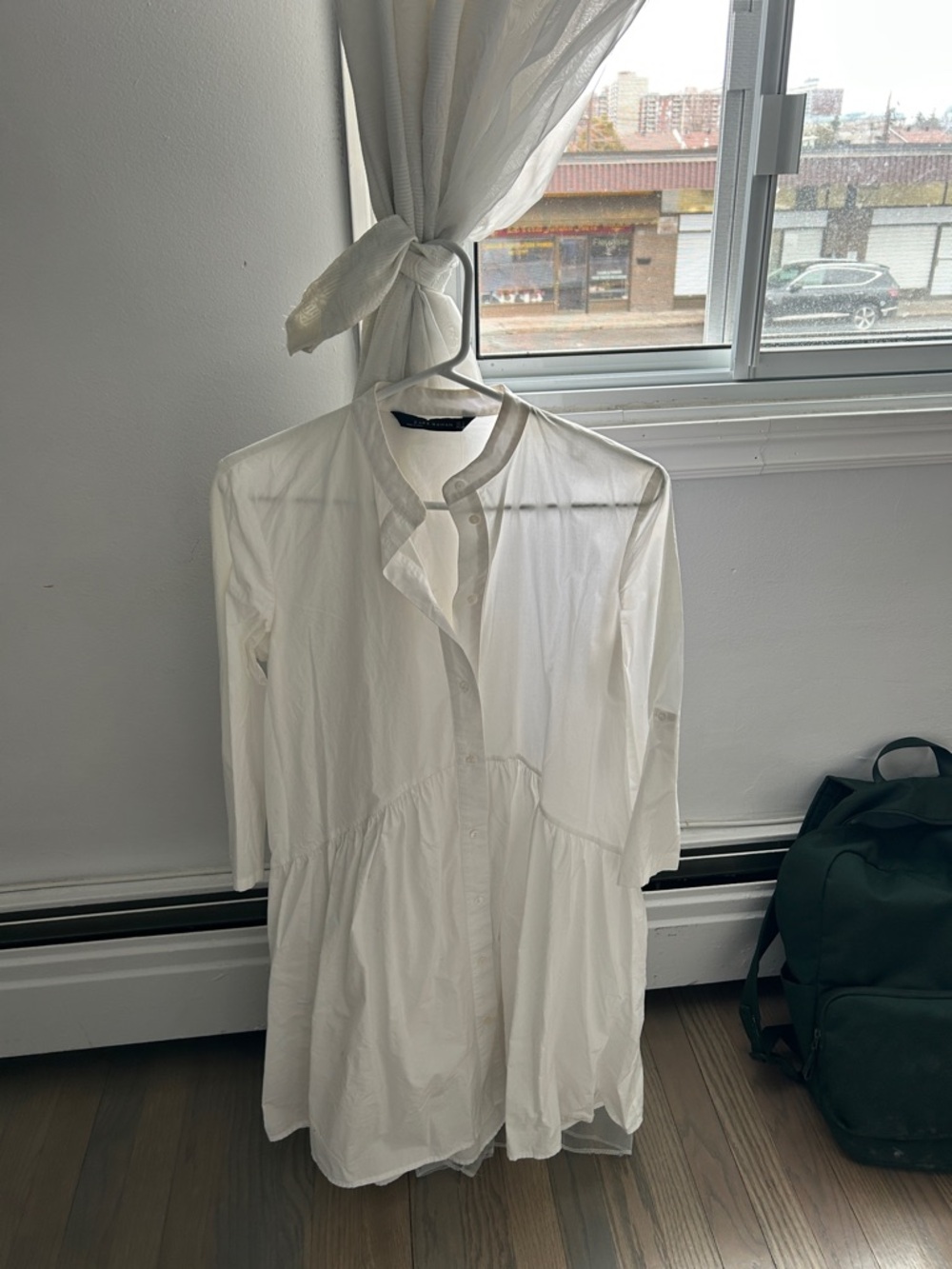 White Button-Front Tunic Dress